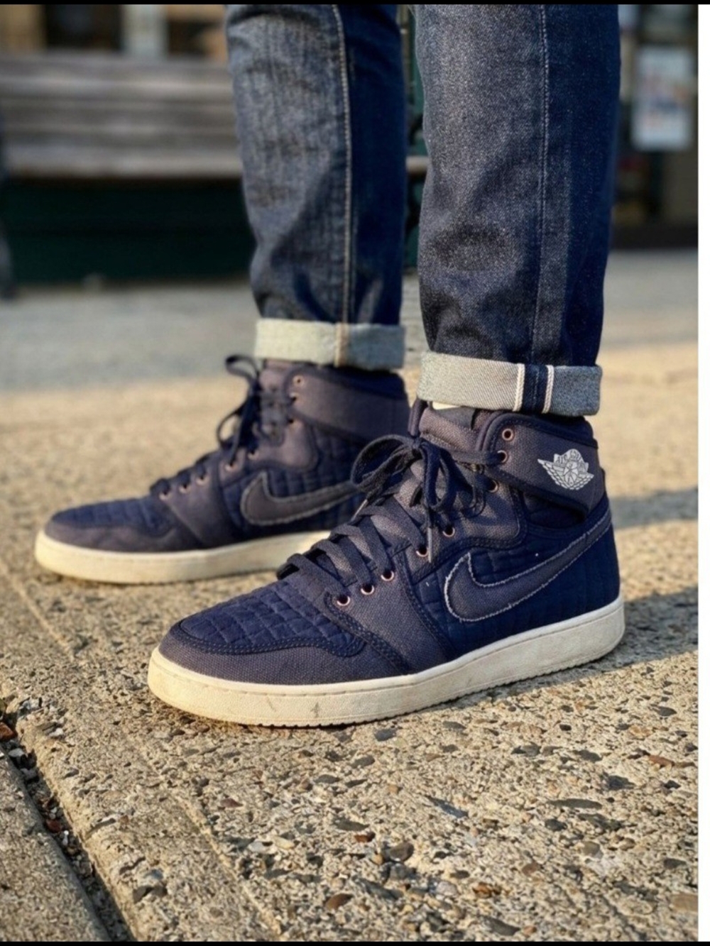 Nike Jordan Men's Navy Blue High-Top Sneakers. Size 12